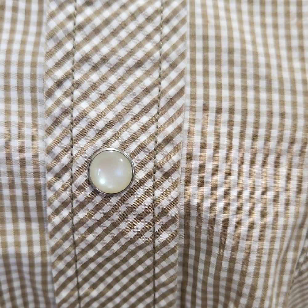 Banana Republic Men's Brown Checkered Button Down Shirt - Picture 6 of 10